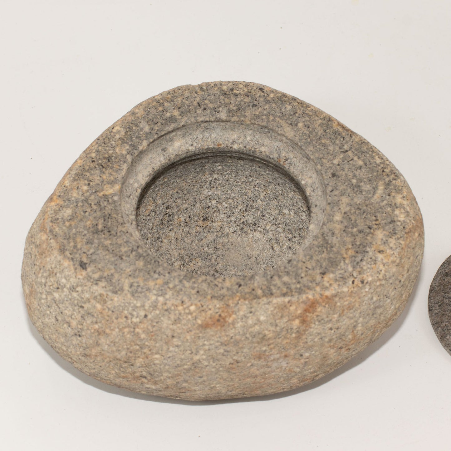Hand Carved Natural River Stone Grounding Pot - Large product packaging on clean background from Quintessential Holistic Health Ltd