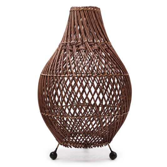 Hand-Woven Rattan Table Lamp - Dark Brown