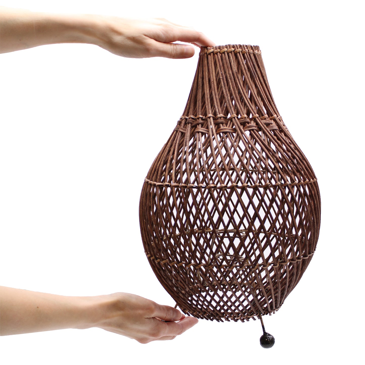 Hand-Woven Rattan Table Lamp - Dark Brown product packaging on clean background from Quintessential Holistic Health Ltd