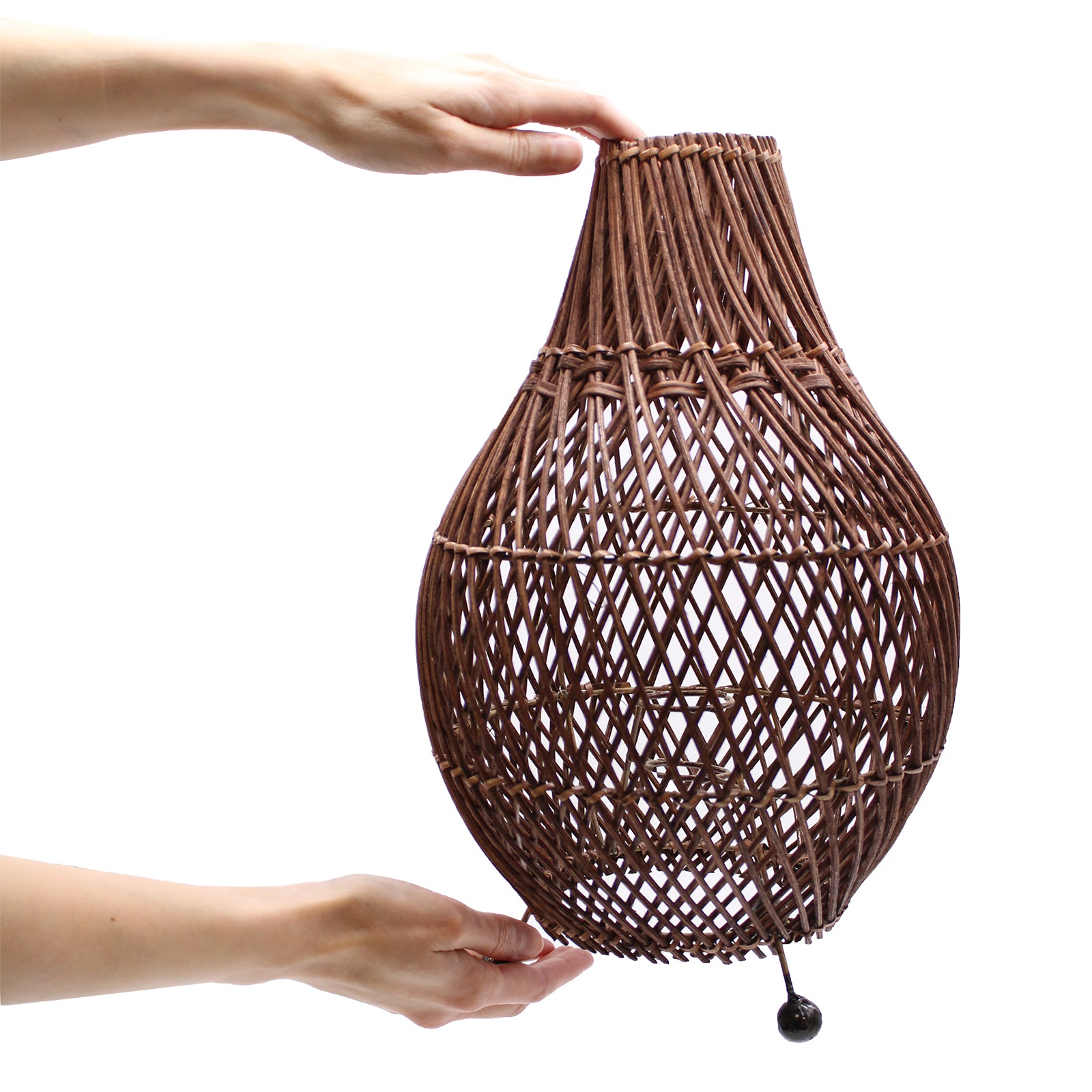 Hand-Woven Rattan Table Lamp - Dark Brown product packaging on clean background from Quintessential Holistic Health Ltd