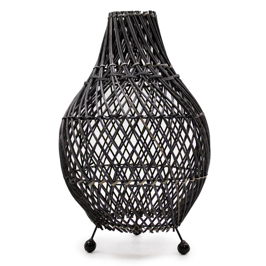 Hand-Woven Rattan Table Lamp - Black