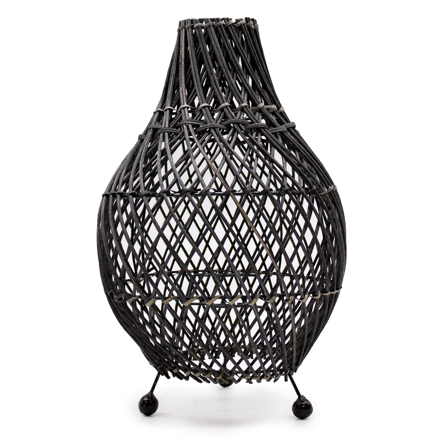 Hand-Woven Rattan Table Lamp - Black product packaging on clean background from Quintessential Holistic Health Ltd
