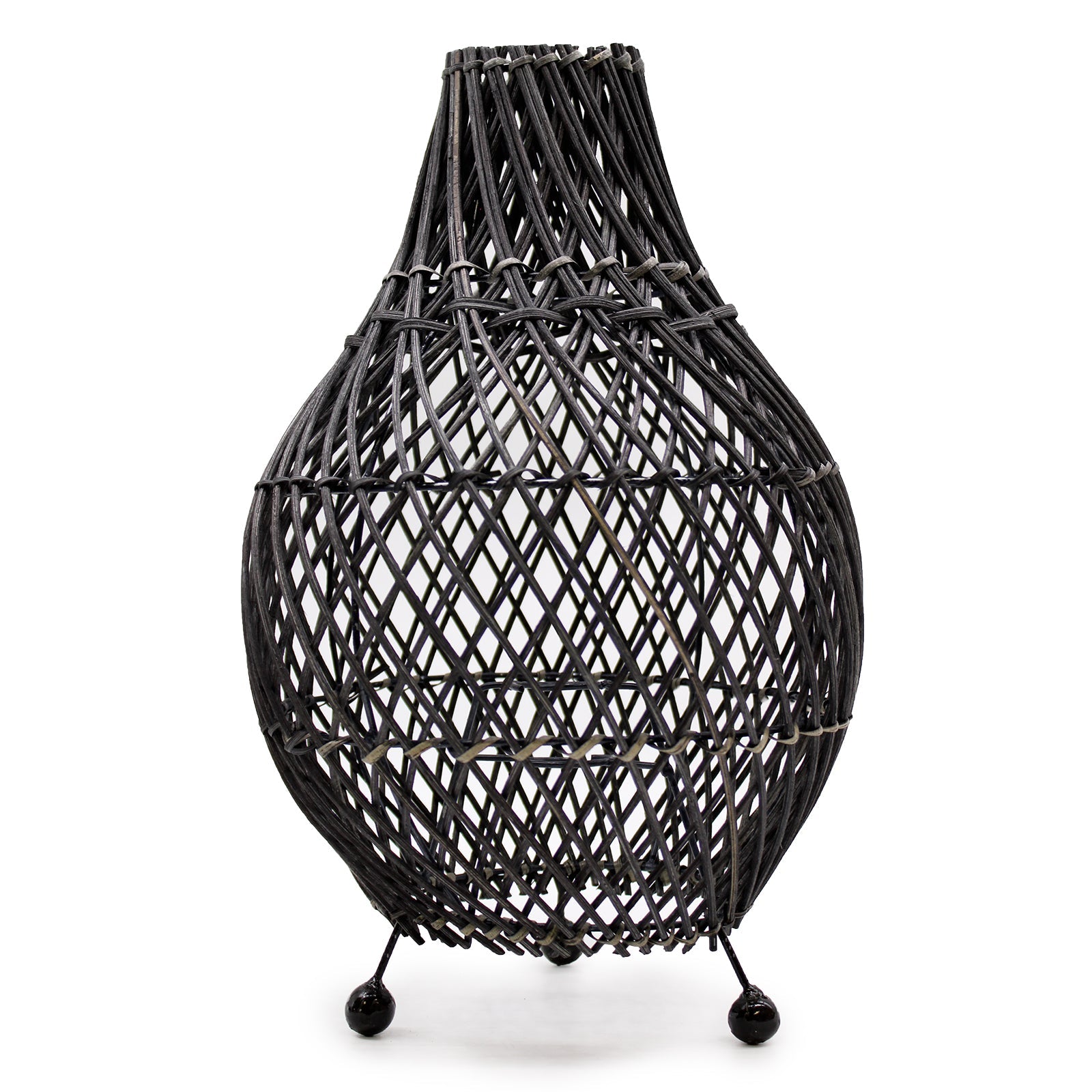 Hand-Woven Rattan Table Lamp - Black product packaging on clean background from Quintessential Holistic Health Ltd