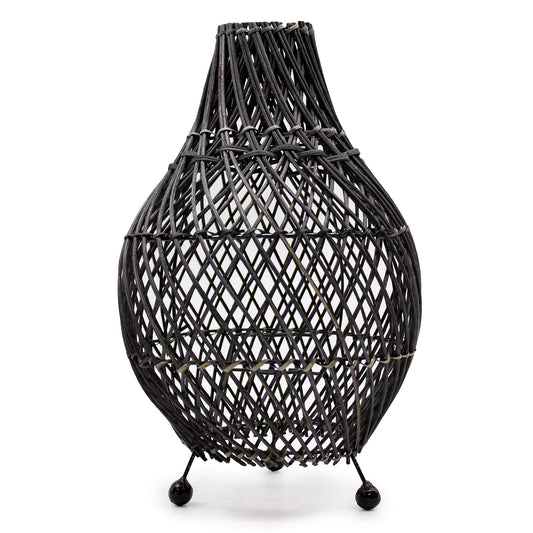 Hand-Woven Rattan Table Lamp - Black product packaging on clean background from Quintessential Holistic Health Ltd