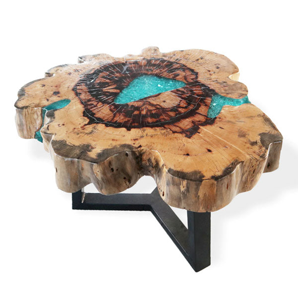 Tamarind and Resin Unique Coffee Table - Aqua product packaging on clean background from Quintessential Holistic Health Ltd