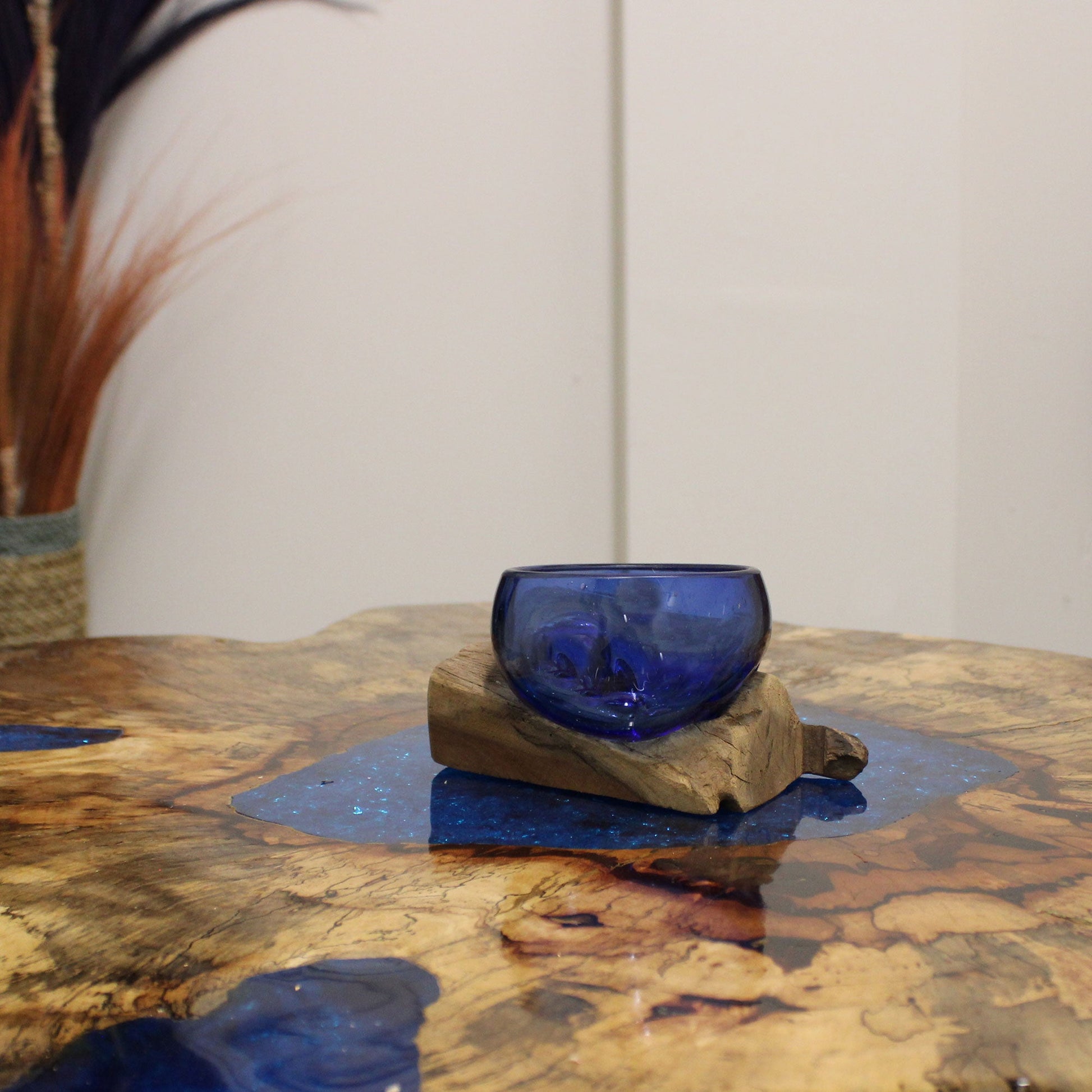 Tamarind and Resin Unique Coffee Table - Sky Blue product packaging on clean background from Quintessential Holistic Health Ltd