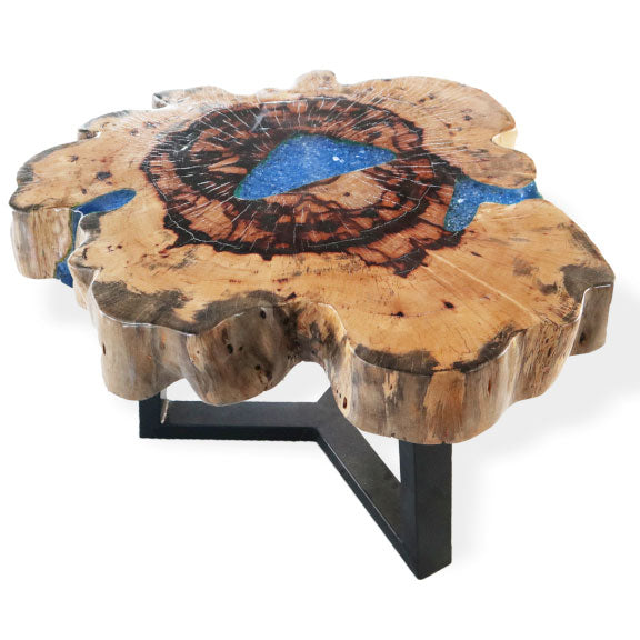 Tamarind and Resin Unique Coffee Table - Sky Blue product packaging on clean background from Quintessential Holistic Health Ltd