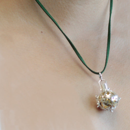 Handmade 925 Silver Angel Bell Pendant Necklace - 23mm / Healing product packaging on clean background from Quintessential Holistic Health Ltd