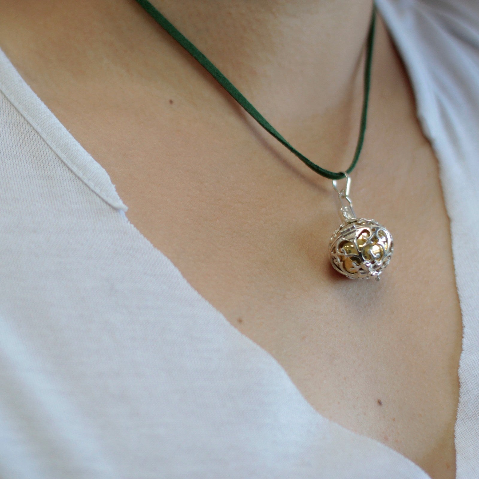 Handmade 925 Silver Angel Bell Pendant Necklace - 23mm / Healing product packaging on clean background from Quintessential Holistic Health Ltd