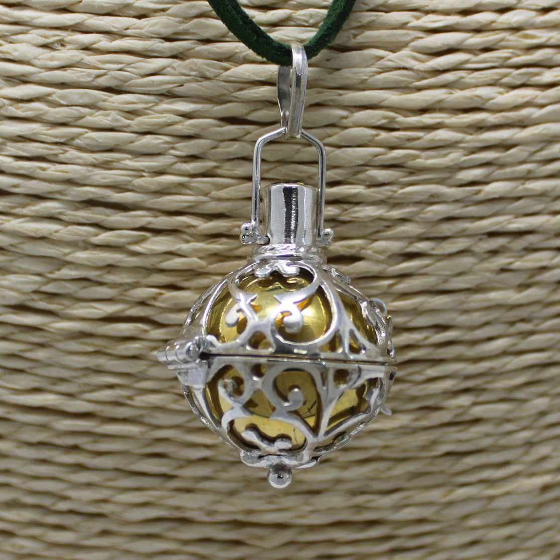 Handmade 925 Silver Angel Bell Pendant Necklace - 23mm / Healing product packaging on clean background from Quintessential Holistic Health Ltd