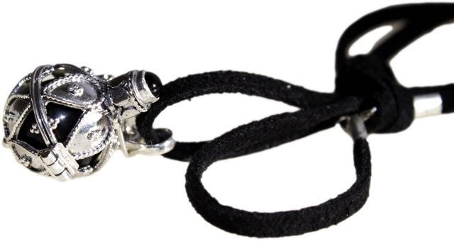 Handmade 925 Silver Angel Bell Pendant Necklace - 16mm / Darkness product packaging on clean background from Quintessential Holistic Health Ltd