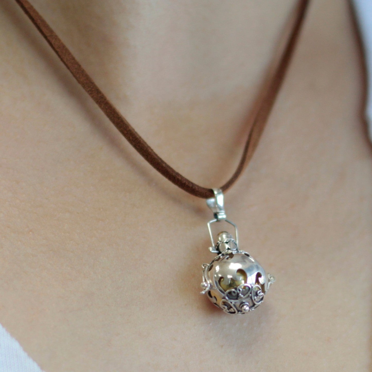 Handmade 925 Silver Angel Bell Pendant Necklace - 16mm / Protection product packaging on clean background from Quintessential Holistic Health Ltd