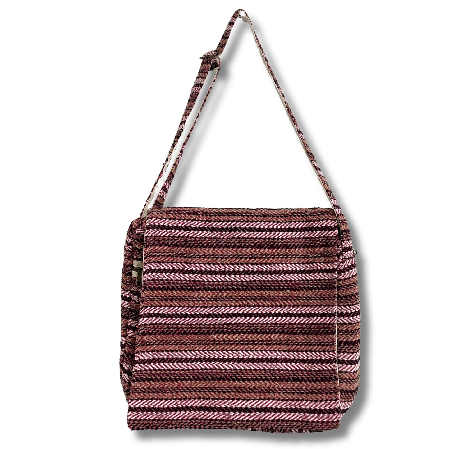 Handcrafted Soft Cotton Banjar Laptop Bag - Soft Pink Stripes product packaging on clean background from Quintessential Holistic Health Ltd