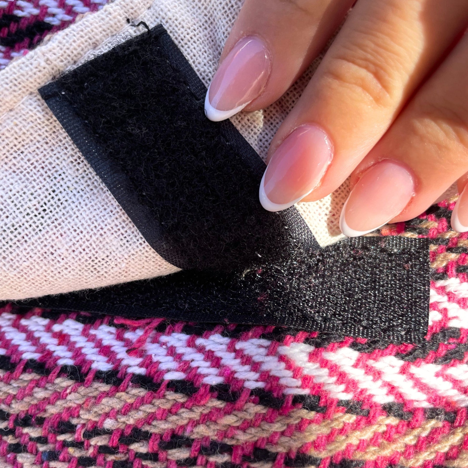 Handcrafted Soft Cotton Banjar Laptop Bag - Soft Pink Stripes product packaging on clean background from Quintessential Holistic Health Ltd