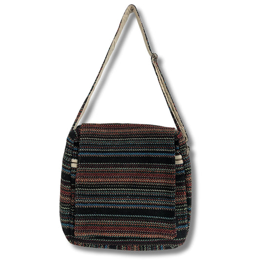 Handcrafted Soft Cotton Banjar Laptop Bag - Multicoloured Stripes product packaging on clean background from Quintessential Holistic Health Ltd