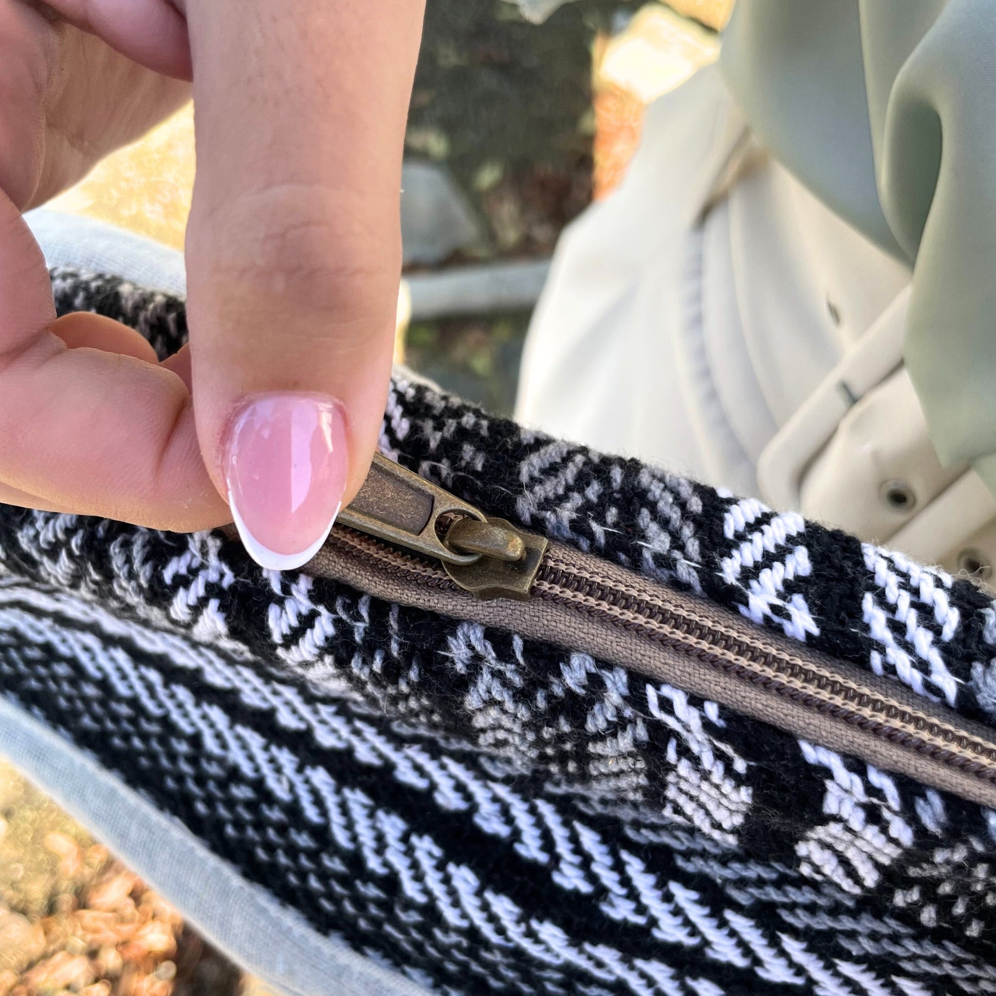 Handcrafted Soft Cotton Banjar Laptop Bag - Grey Stripes product packaging on clean background from Quintessential Holistic Health Ltd