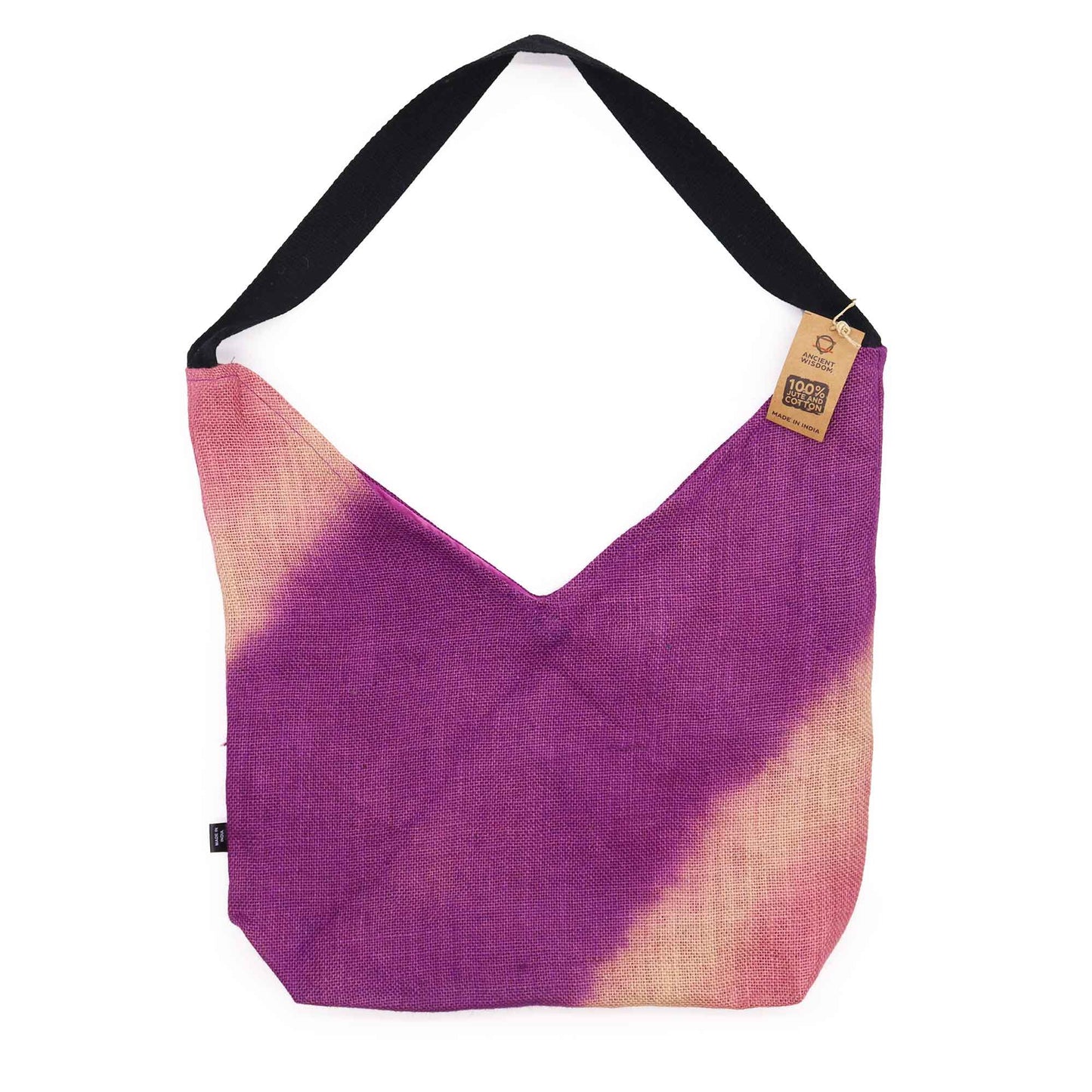 Soft Blend Eco-Friendly Jute and Cotton Shoulder Tote Bag - Fuchsia product packaging on clean background from Quintessential Holistic Health Ltd