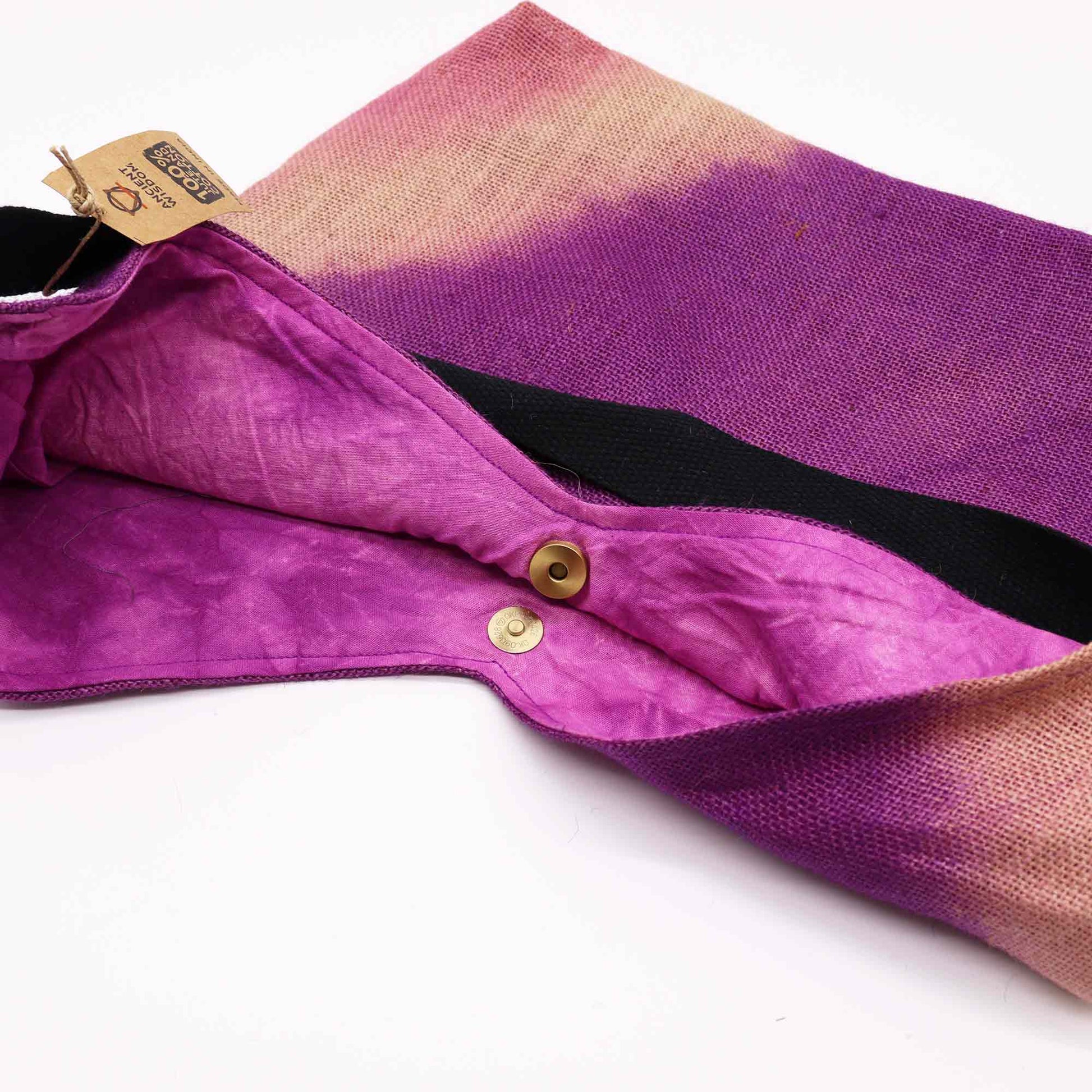Soft Blend Eco-Friendly Jute and Cotton Shoulder Tote Bag - Fuchsia product packaging on clean background from Quintessential Holistic Health Ltd