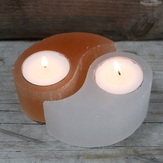 Selenite Ying Yang Candle Holder - main product image from Quintessential Holistic Health Ltd UK