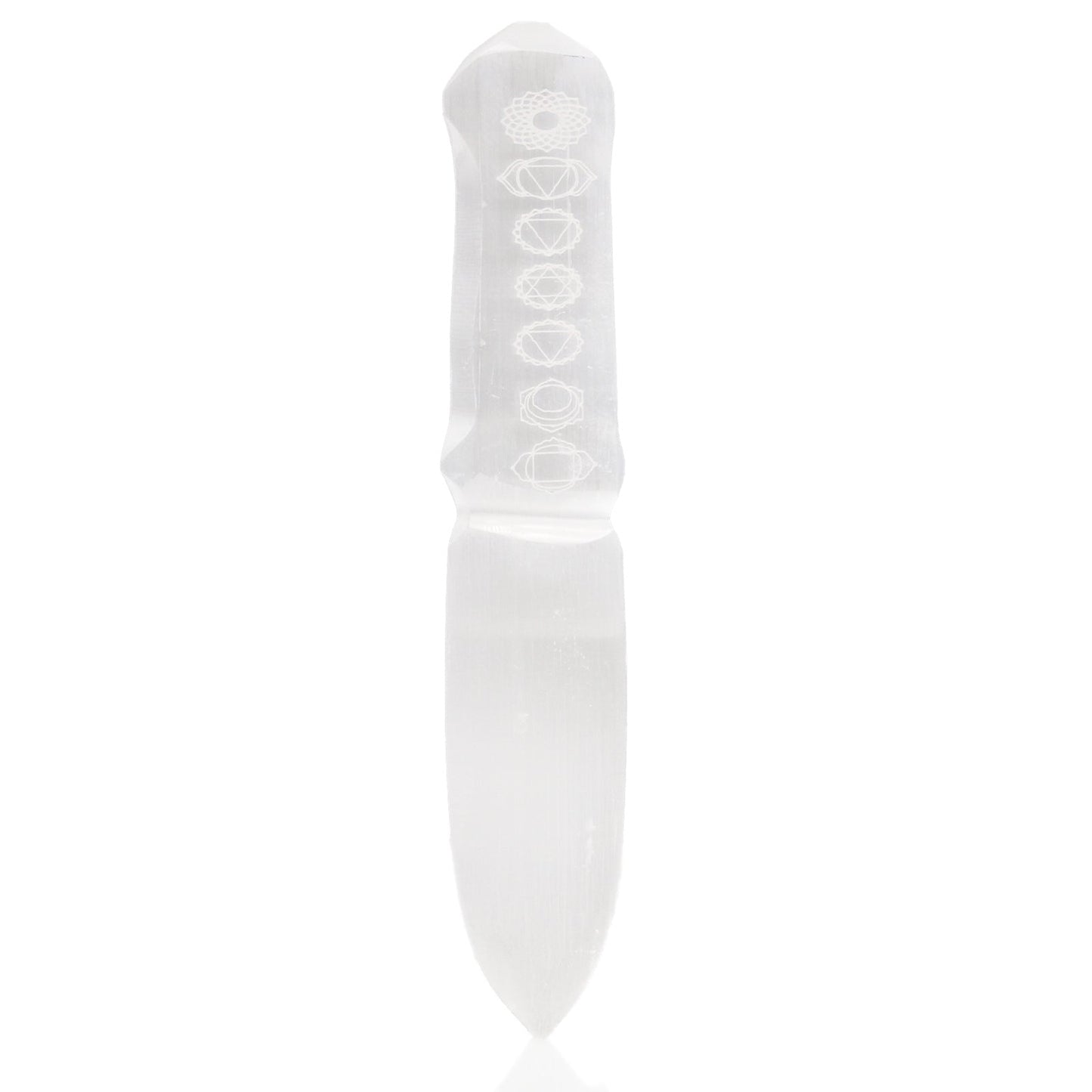 Handmade Selenite Ceremonial Knife - Chakra product packaging on clean background from Quintessential Holistic Health Ltd