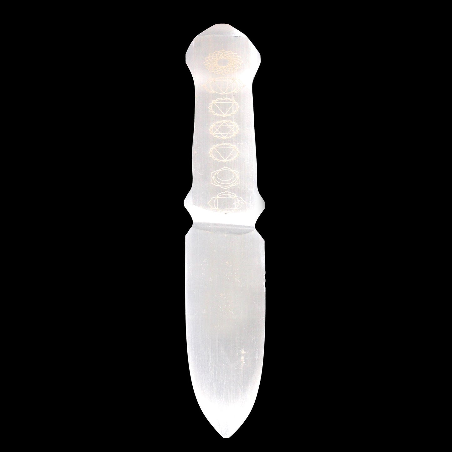 Handmade Selenite Ceremonial Knife - Chakra product packaging on clean background from Quintessential Holistic Health Ltd