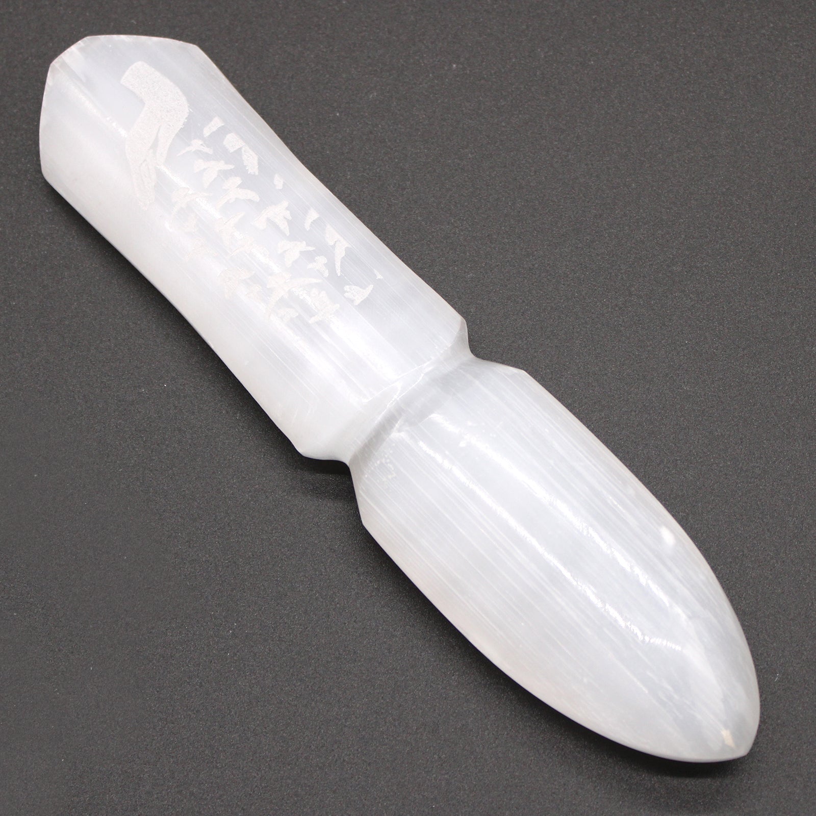Handmade Selenite Ceremonial Knife - Releasing Bonds product packaging on clean background from Quintessential Holistic Health Ltd