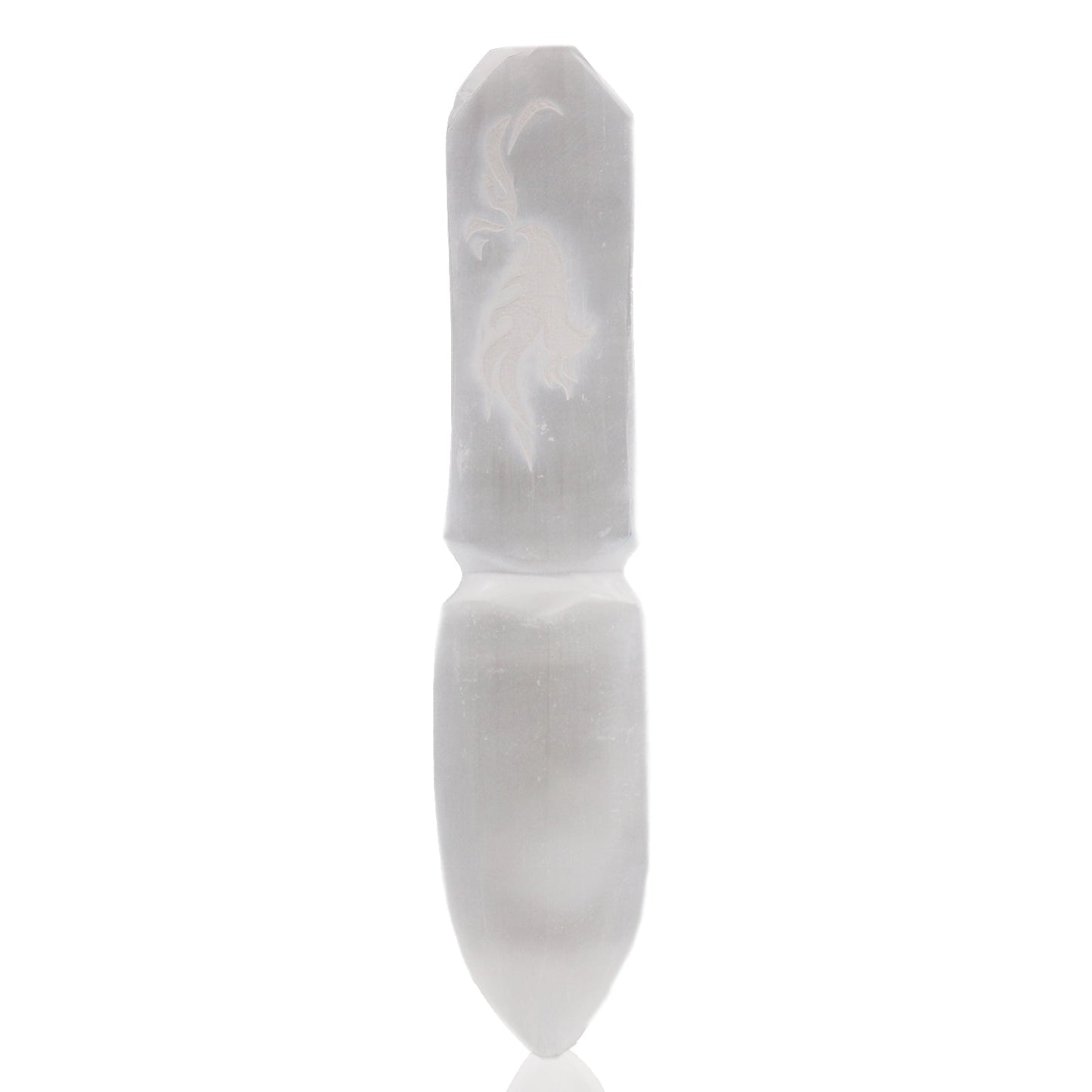 Handmade Selenite Ceremonial Knife - Letting Go of the Past product packaging on clean background from Quintessential Holistic Health Ltd