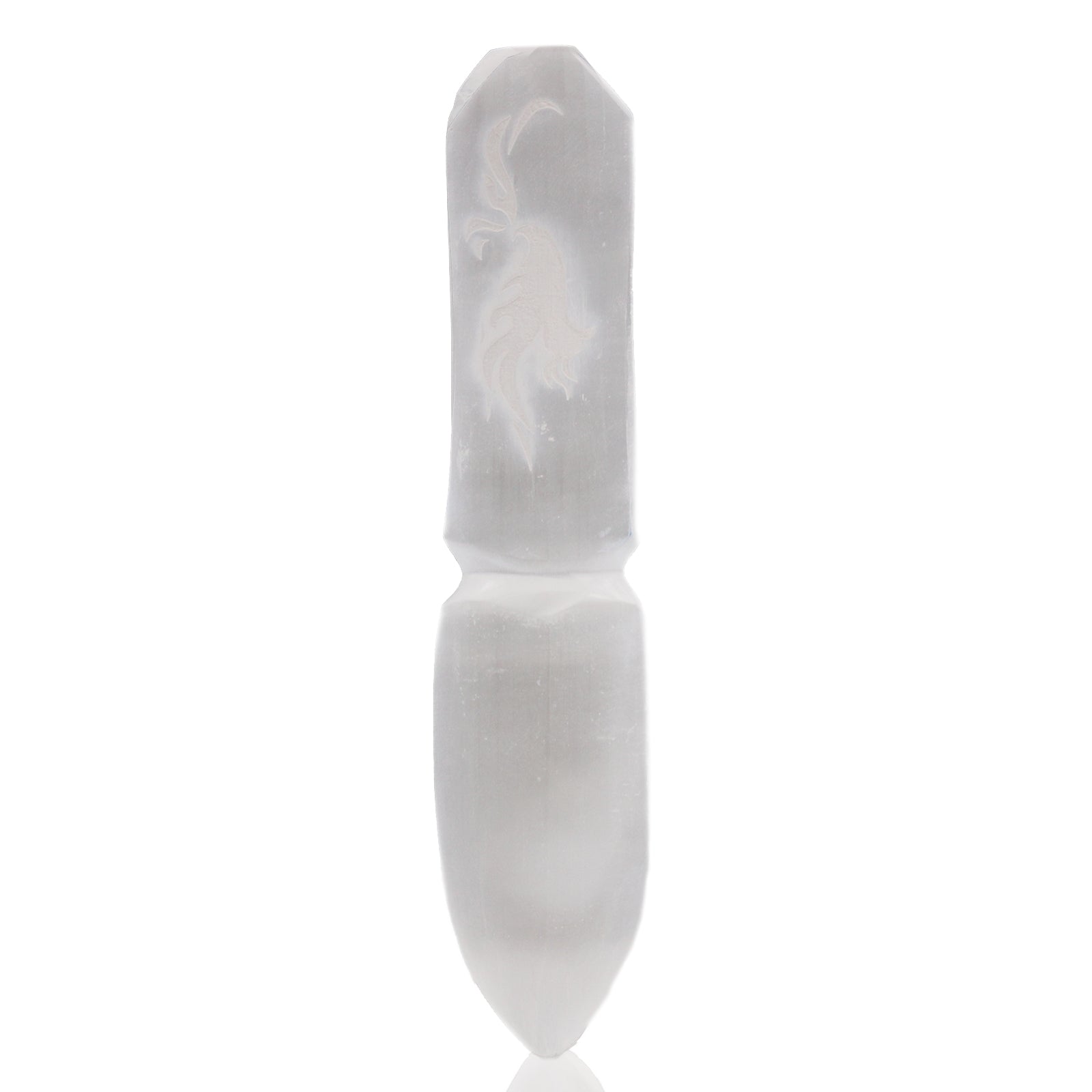 Handmade Selenite Ceremonial Knife - Letting Go of the Past product packaging on clean background from Quintessential Holistic Health Ltd