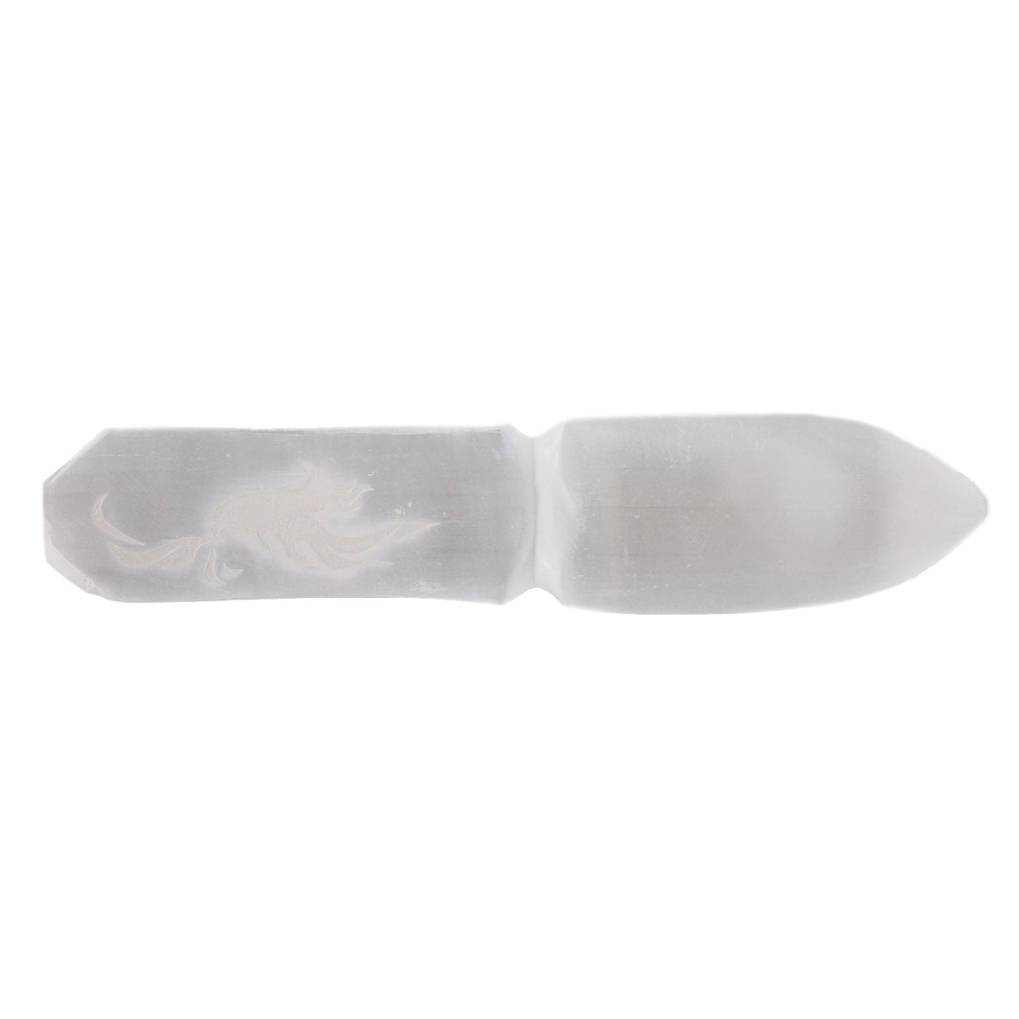 Handmade Selenite Ceremonial Knife - Letting Go of the Past product packaging on clean background from Quintessential Holistic Health Ltd