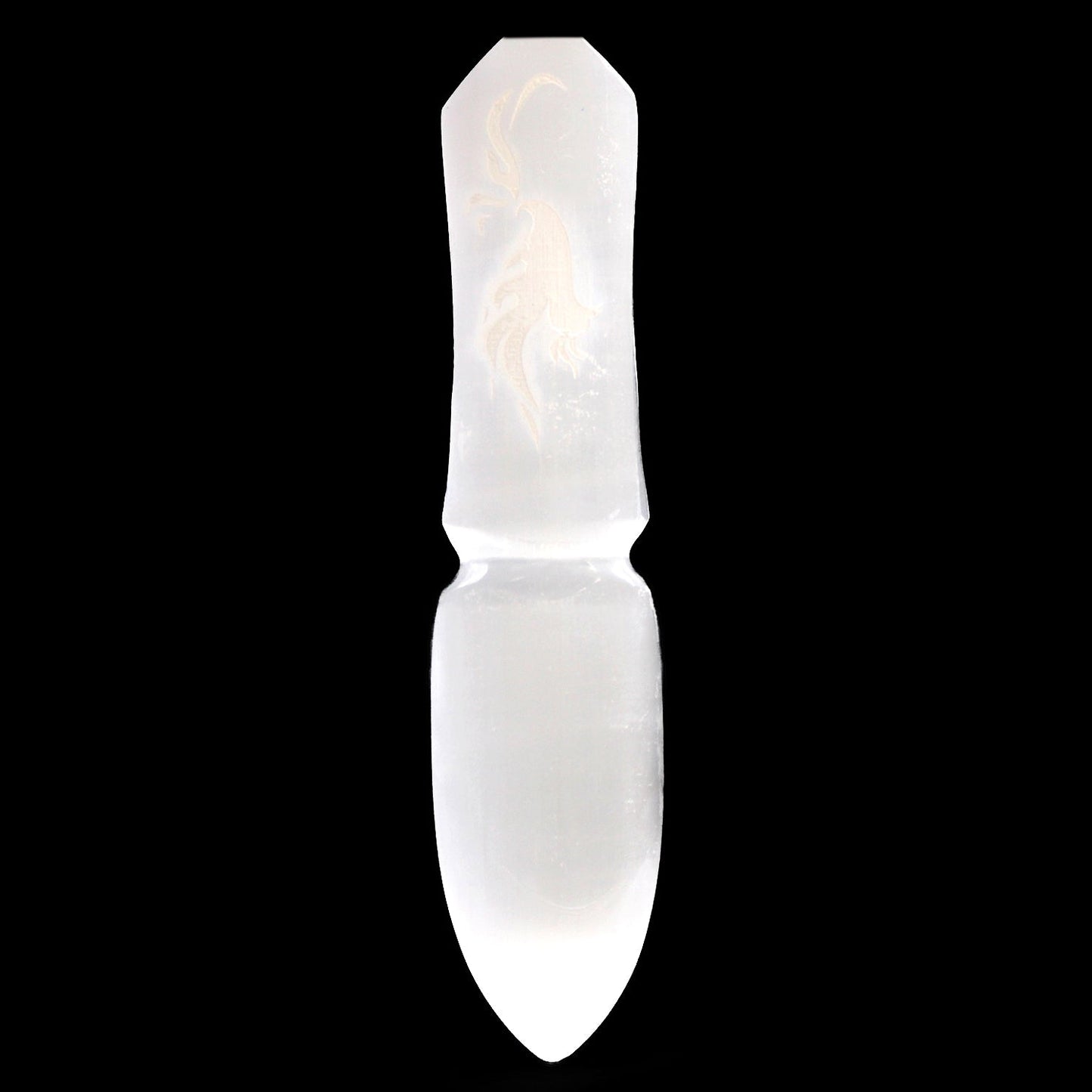 Handmade Selenite Ceremonial Knife - Letting Go of the Past product packaging on clean background from Quintessential Holistic Health Ltd