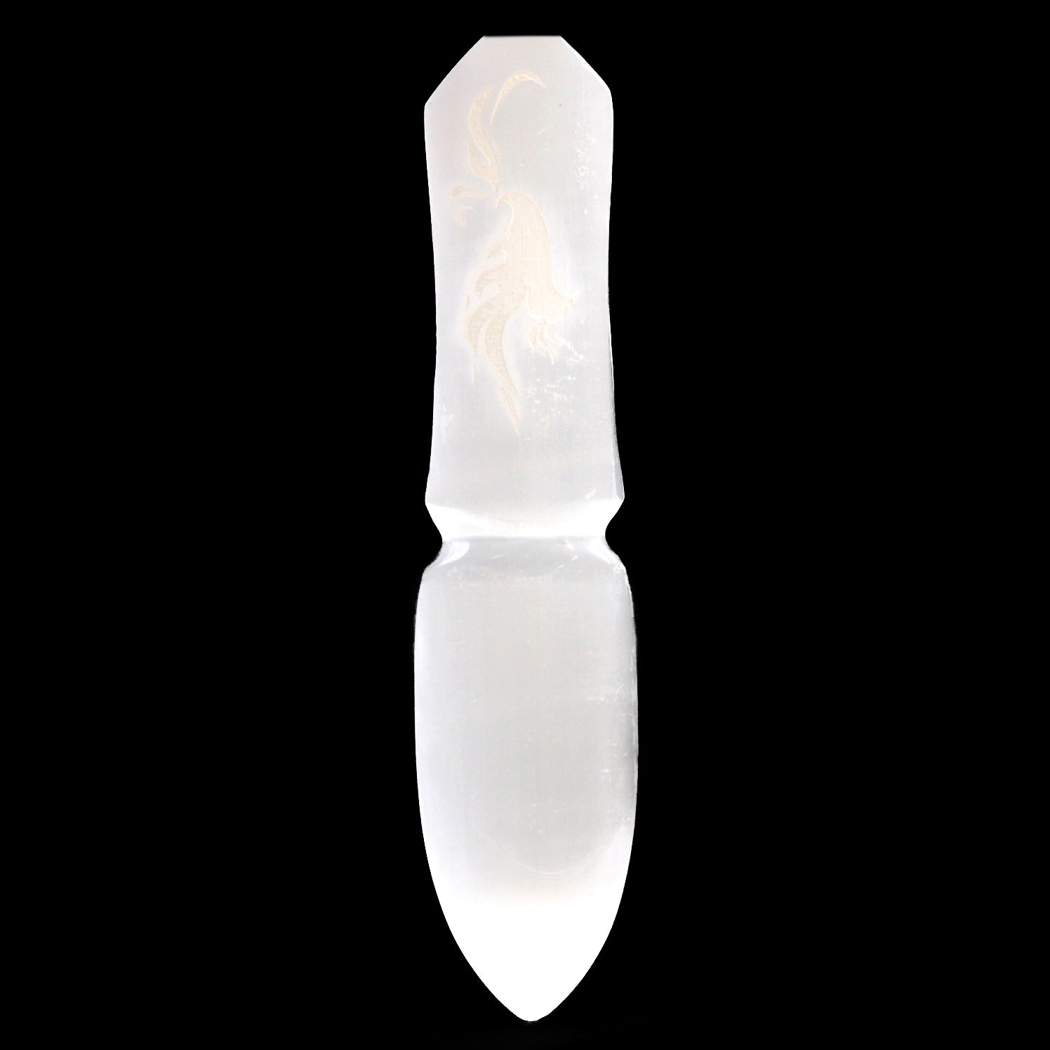 Handmade Selenite Ceremonial Knife - Letting Go of the Past product packaging on clean background from Quintessential Holistic Health Ltd
