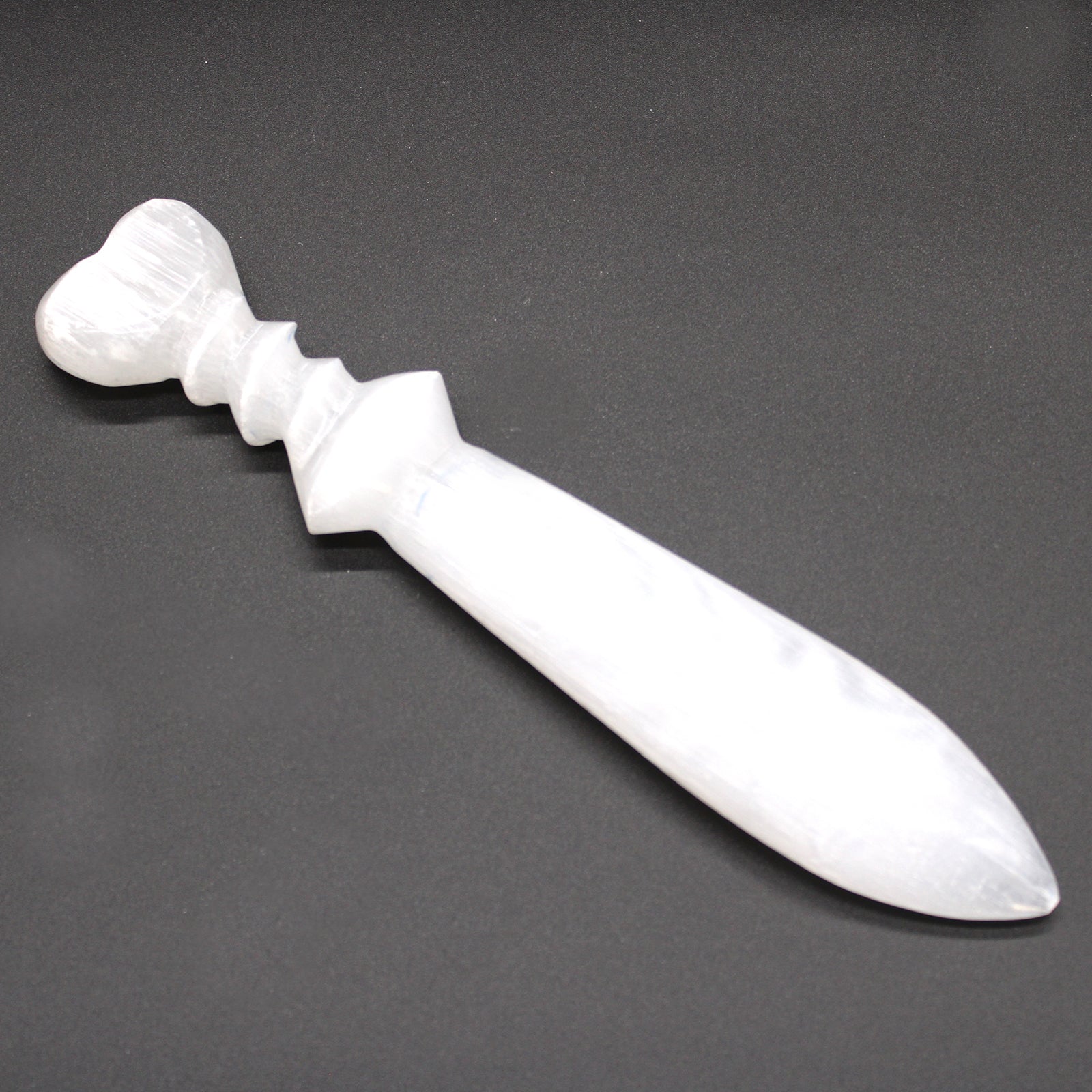Handmade Selenite Ceremonial Knife - Large / Spiral product packaging on clean background from Quintessential Holistic Health Ltd