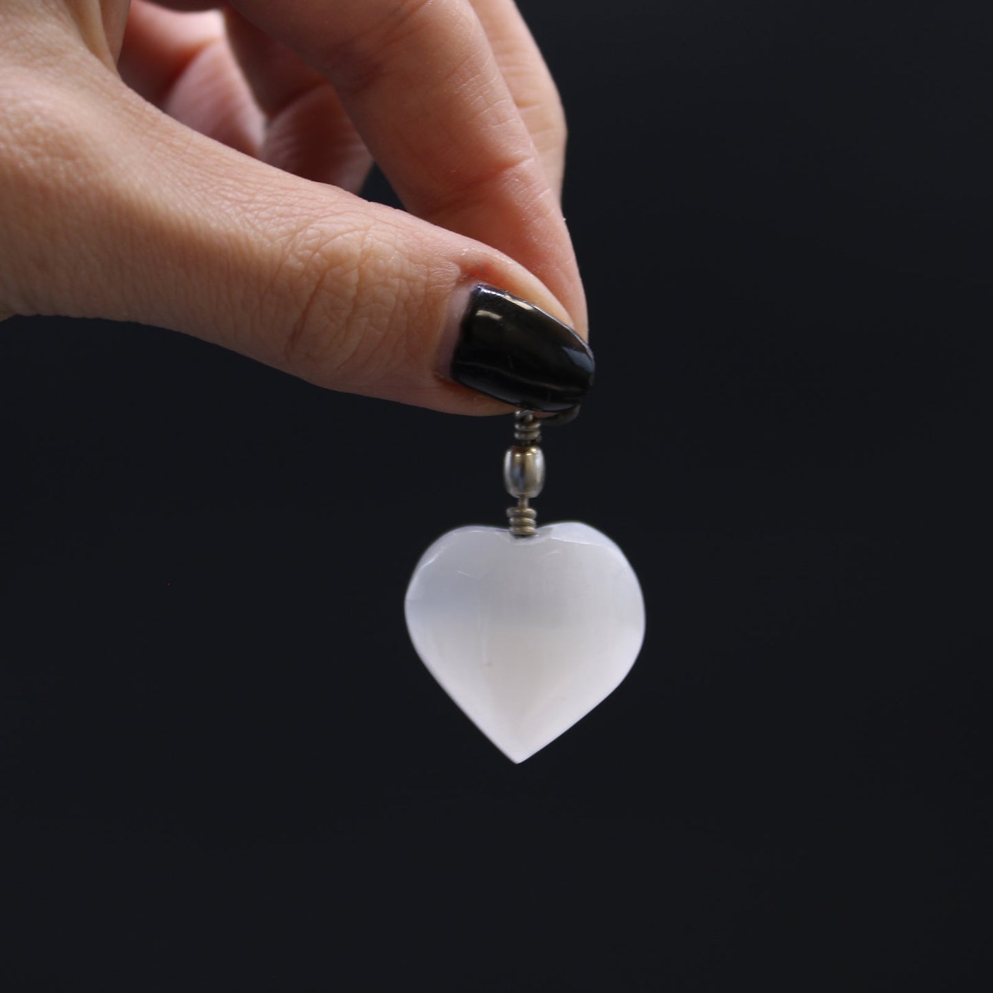 Selenite Heart Pendant product packaging on clean background from Quintessential Holistic Health Ltd