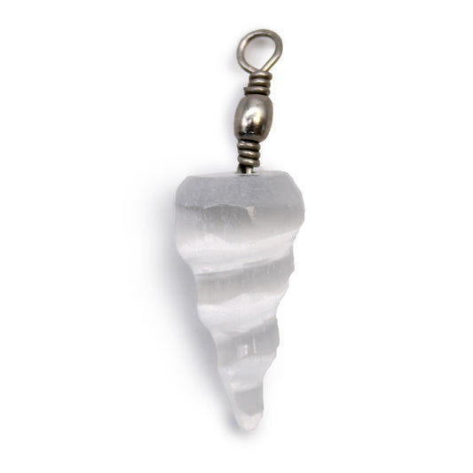 Selenite Spiral Pendant product packaging on clean background from Quintessential Holistic Health Ltd