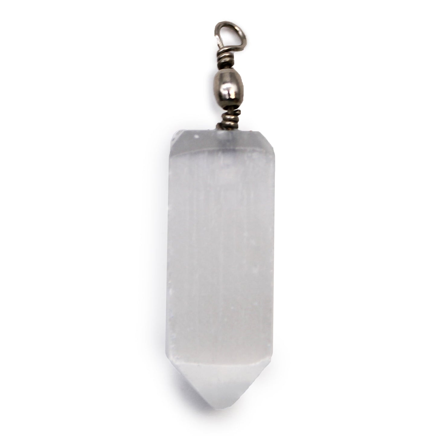 Selenite Obelisk Pendant product packaging on clean background from Quintessential Holistic Health Ltd