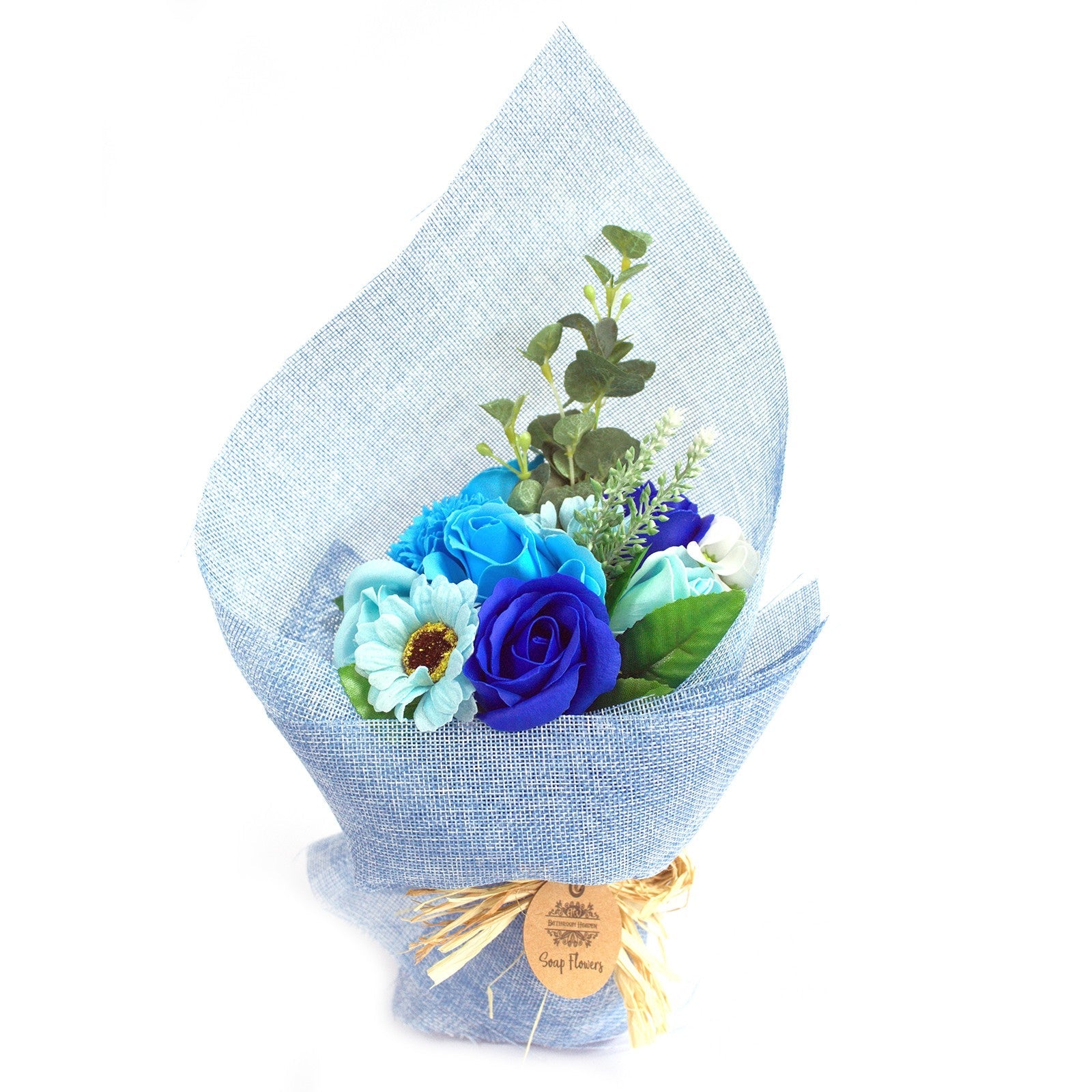 Standing Soap Flower Bouquet - Blue product packaging on clean background from Quintessential Holistic Health Ltd