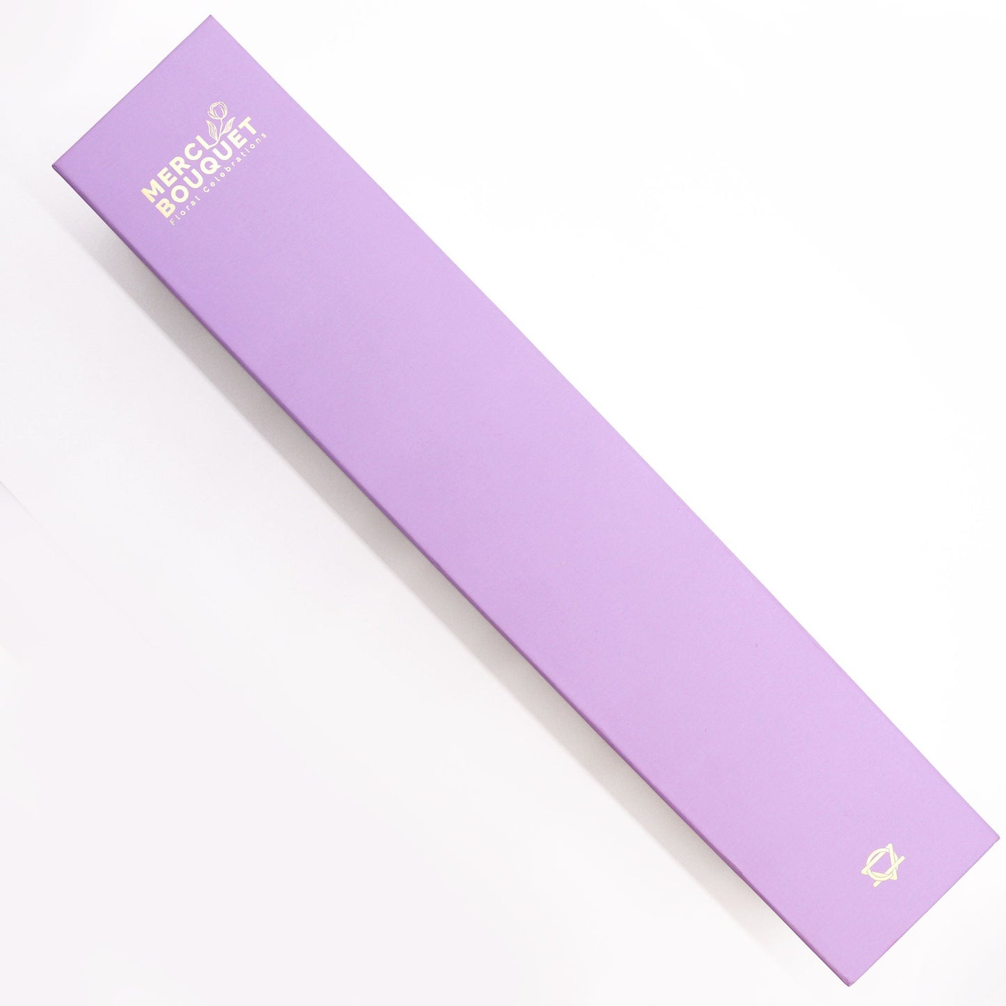 Luxury Soap Flowers - Extra Long - Blues, shown as a closed lilac box with white lettering and a small white emblem by Quintessential Holistic Health Ltd