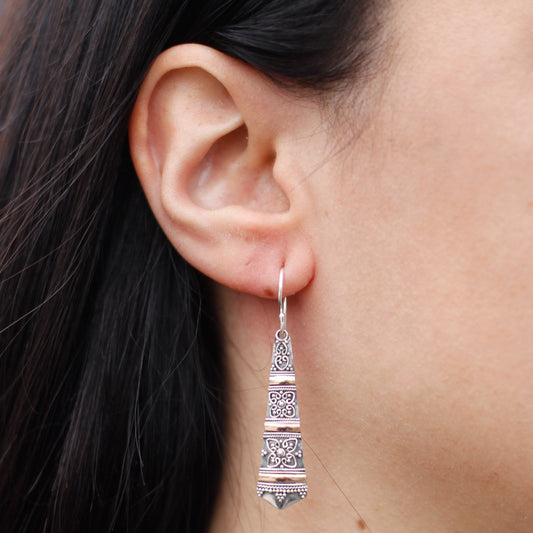 Hand Made 18k Gold and 925 Silver Earrings