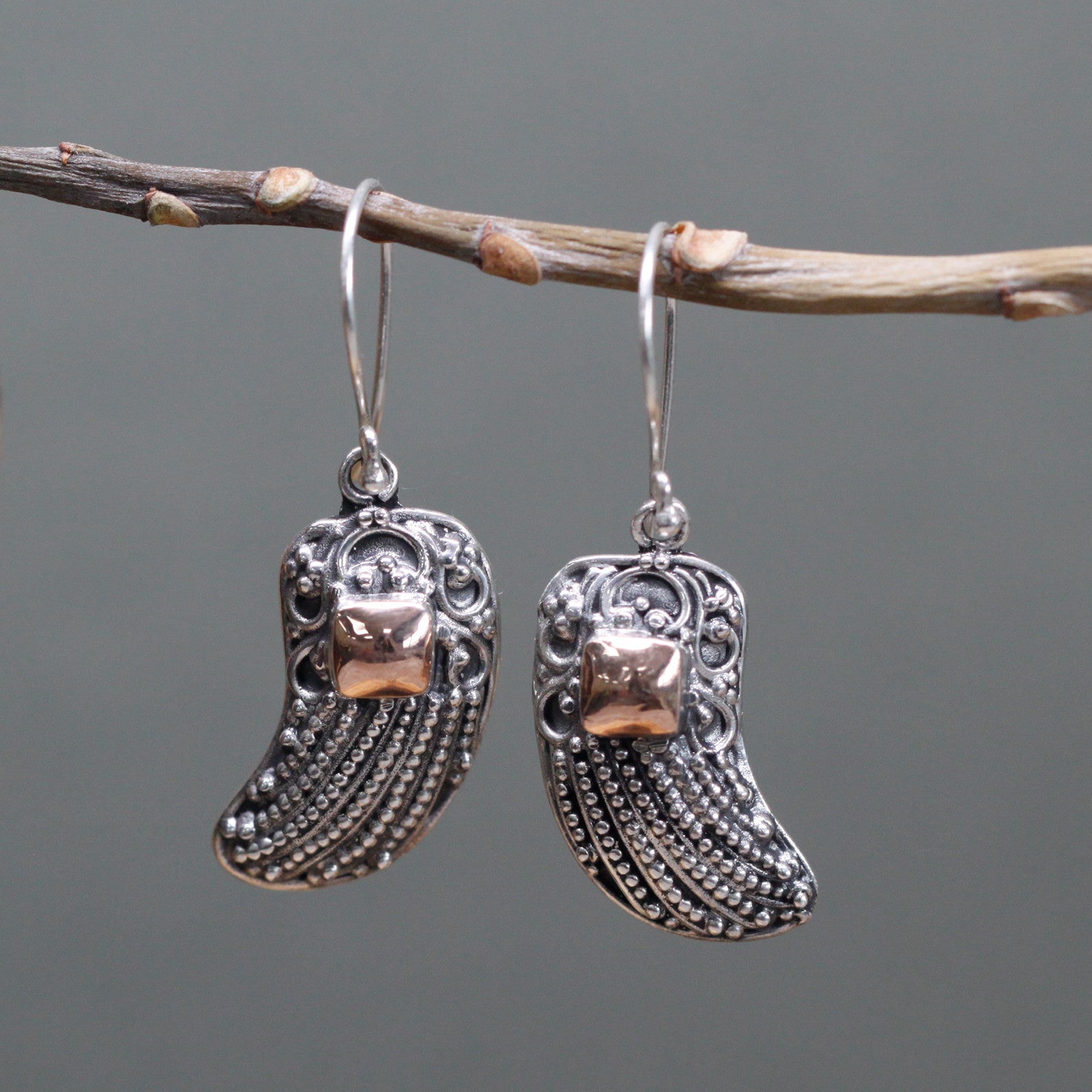 Handmade 18k Gold and 925 Silver Earrings - Angel Wings product packaging on clean background from Quintessential Holistic Health Ltd