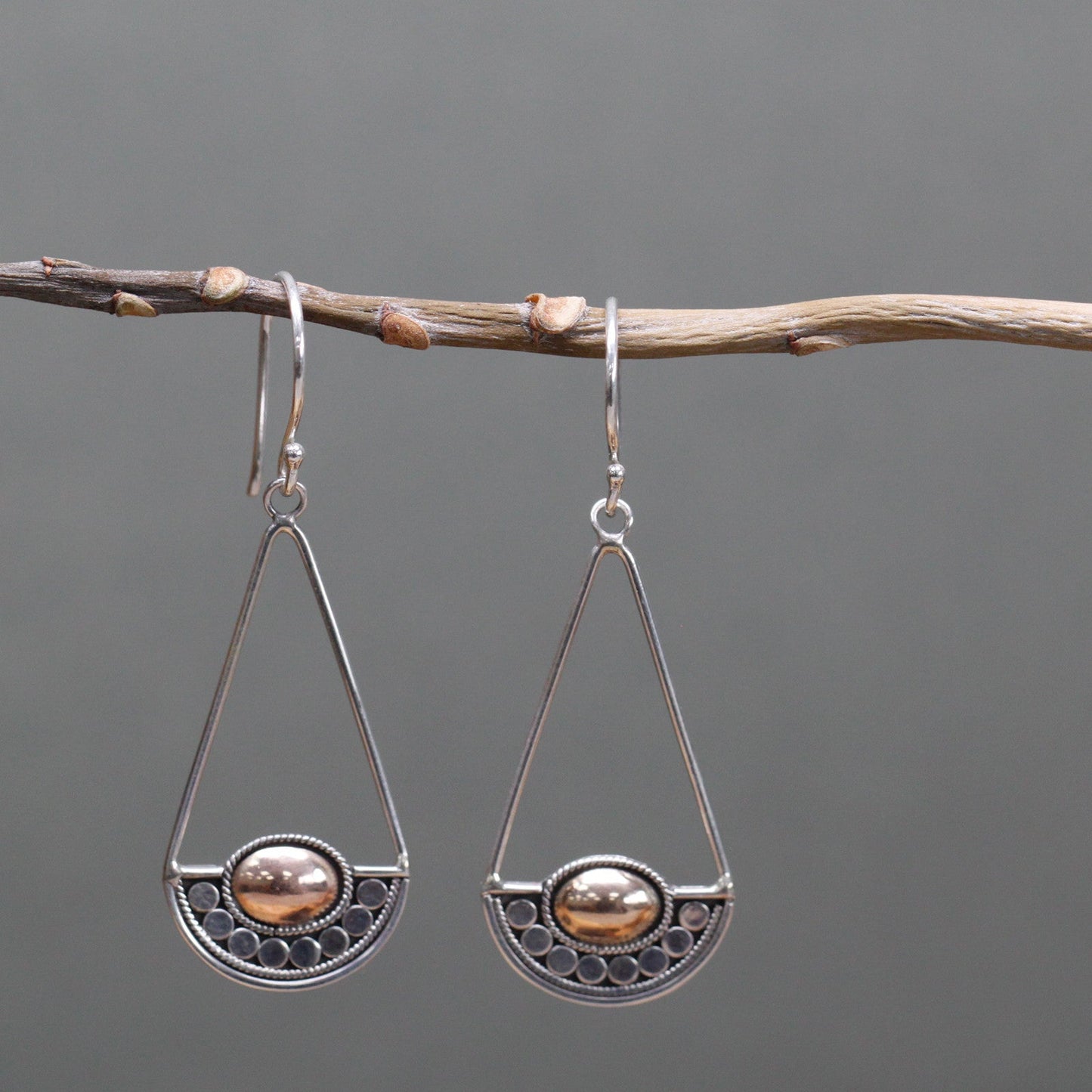 Handmade 18k Gold and 925 Silver Earrings - Luna Balance product packaging on clean background from Quintessential Holistic Health Ltd