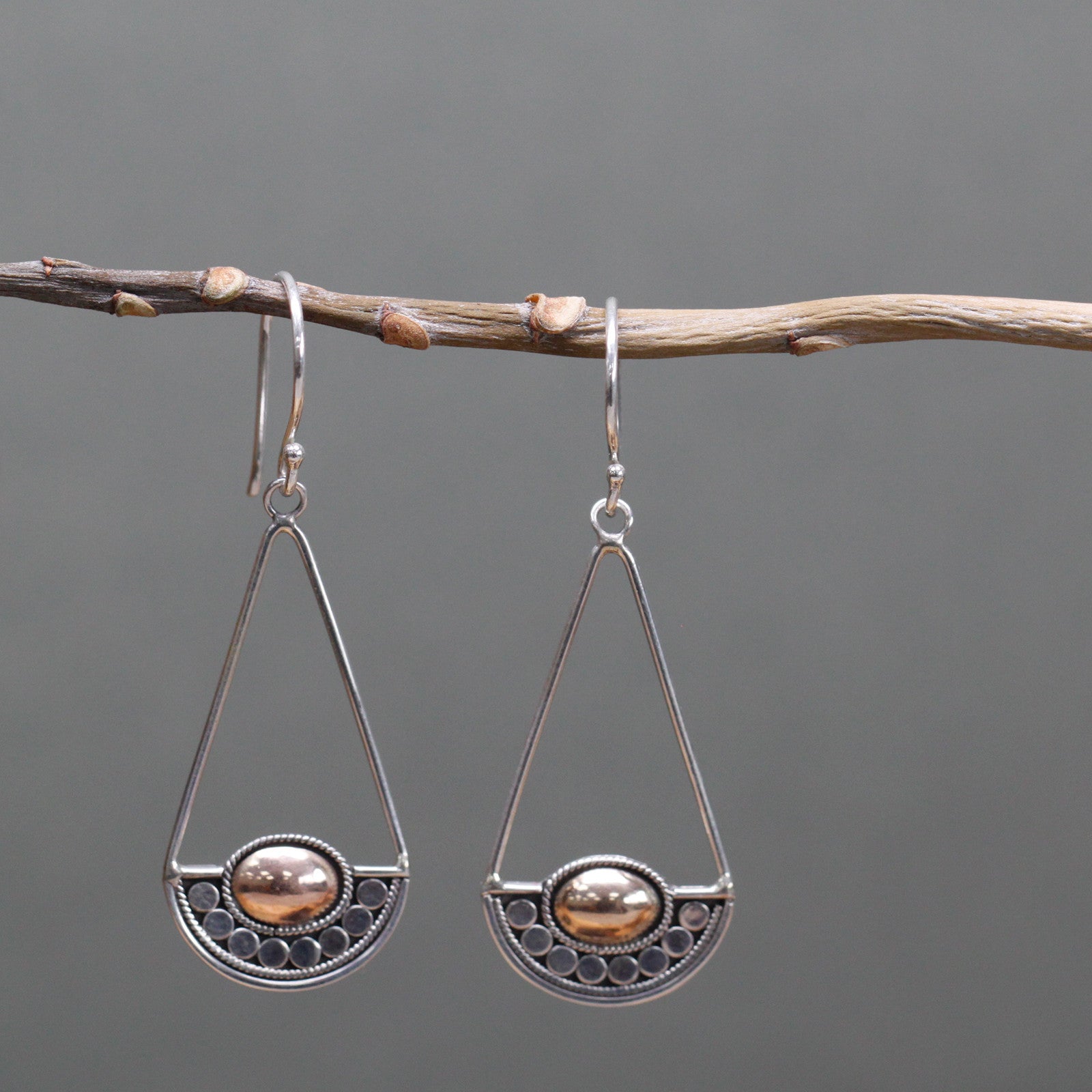 Handmade 18k Gold and 925 Silver Earrings - Luna Balance product packaging on clean background from Quintessential Holistic Health Ltd