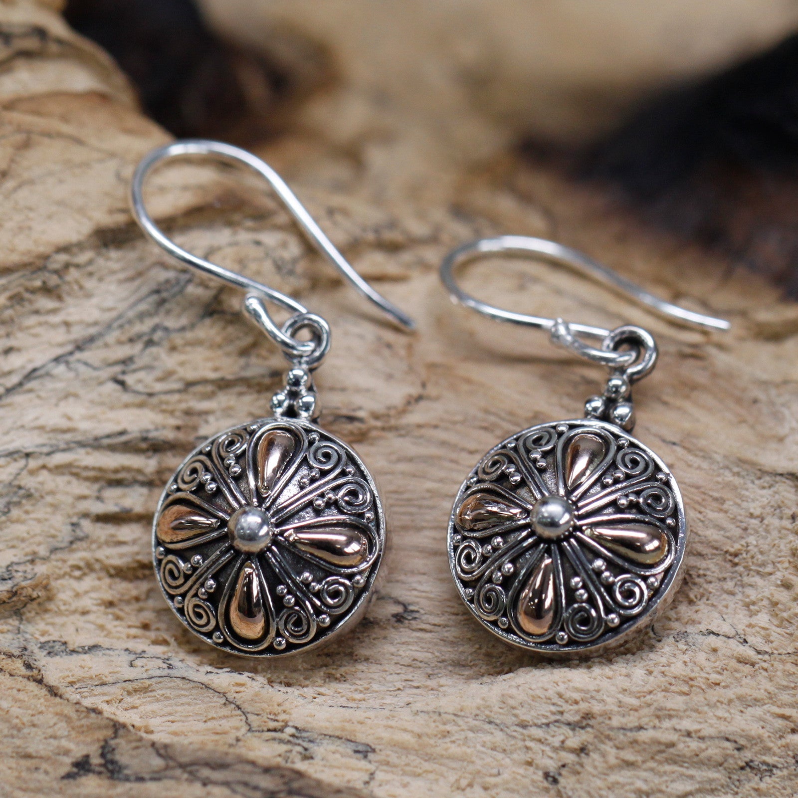 Handmade 18k Gold and 925 Silver Earrings - Classic Round product packaging on clean background from Quintessential Holistic Health Ltd