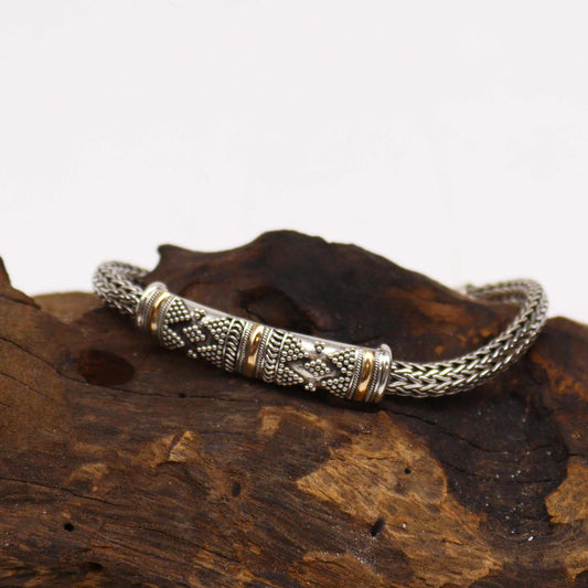 Handmade Unisex 18k Gold and 925 Silver Bracelet - Single Chain product packaging on clean background from Quintessential Holistic Health Ltd