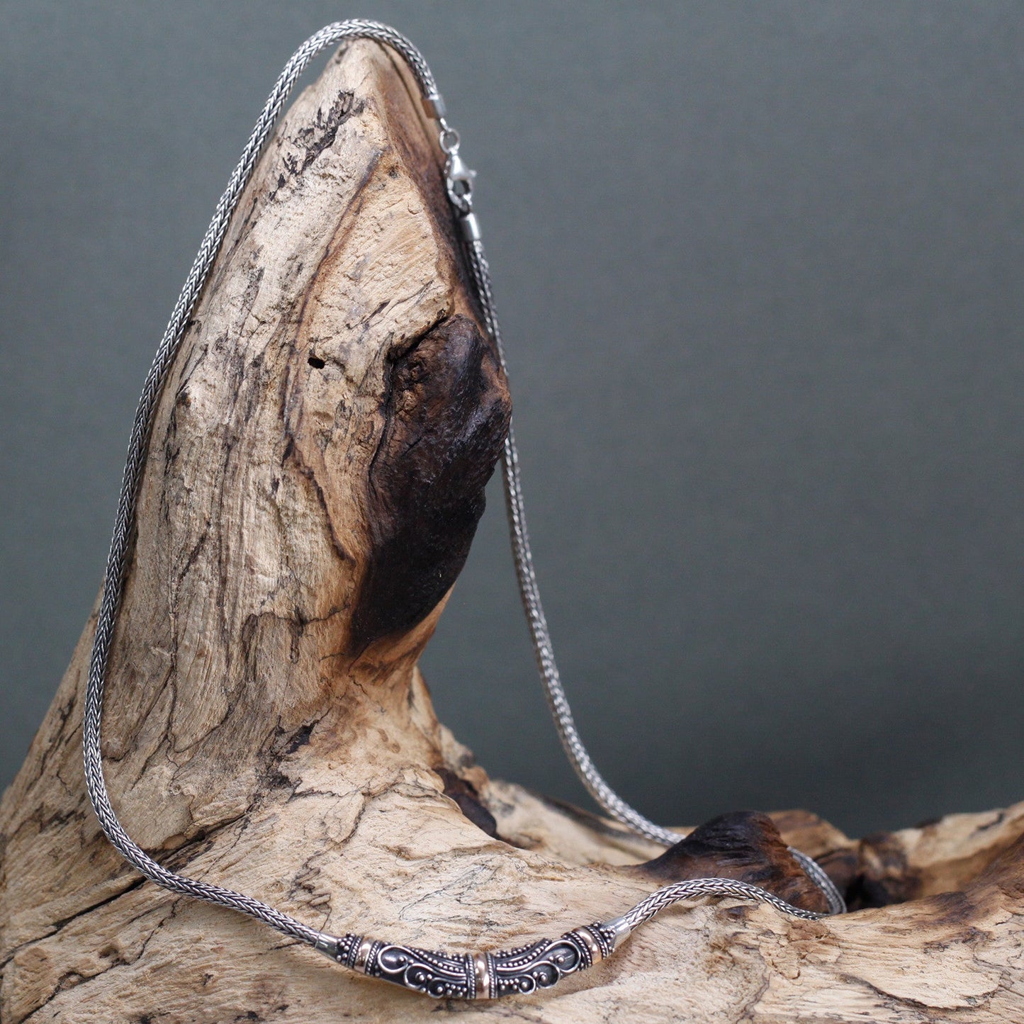 Handmade 18k Gold and 925 Silver Necklace - Tribal product packaging on clean background from Quintessential Holistic Health Ltd