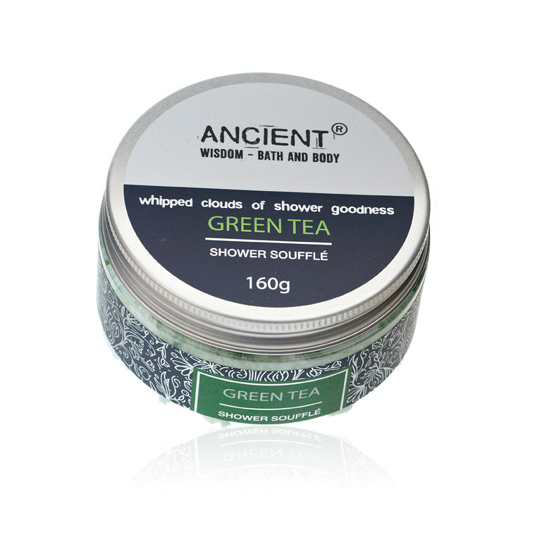160g Mild Cleansing Shower Soufflé Foam - Green Tea product packaging on clean background from Quintessential Holistic Health Ltd