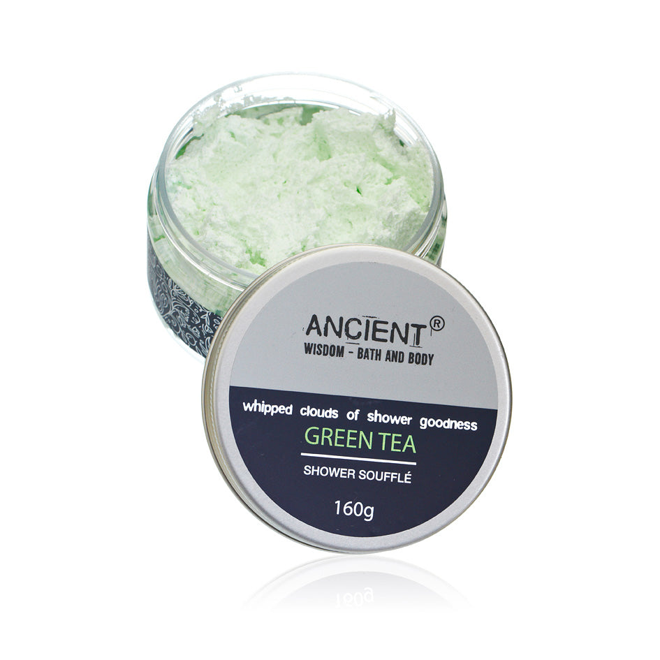 160g Mild Cleansing Shower Soufflé Foam - Green Tea product packaging on clean background from Quintessential Holistic Health Ltd