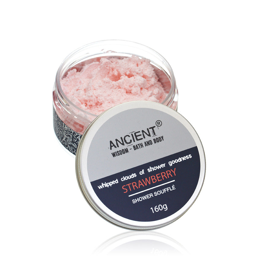 160g Mild Cleansing Shower Soufflé Foam - Strawberry product packaging on clean background from Quintessential Holistic Health Ltd