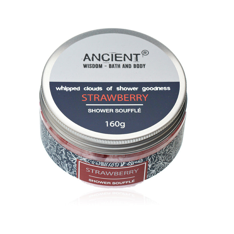 160g Mild Cleansing Shower Soufflé Foam - Strawberry product packaging on clean background from Quintessential Holistic Health Ltd
