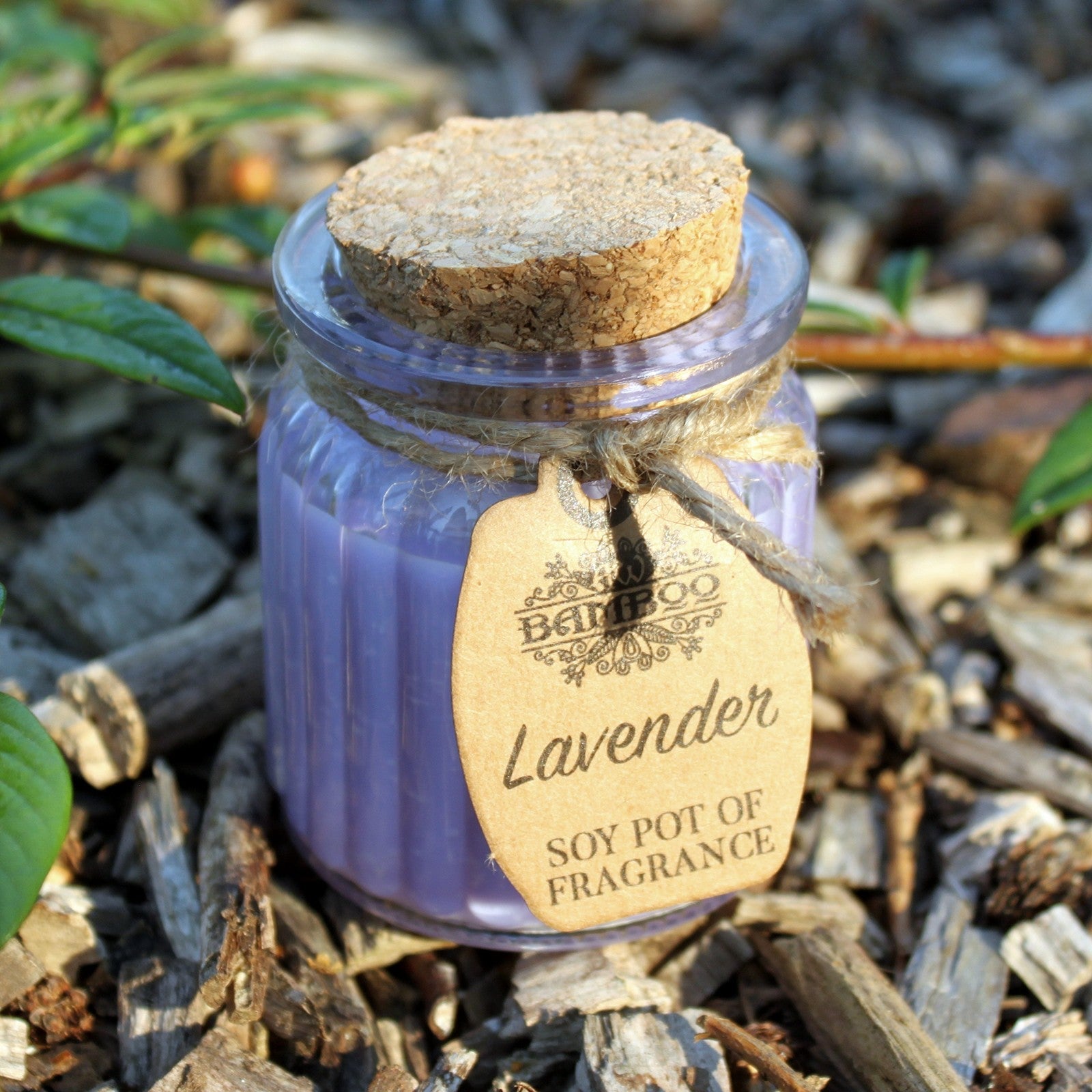 Eco- Friendly Fragranced Soy Candle in a Glass Pot - Lavender product packaging on clean background from Quintessential Holistic Health Ltd
