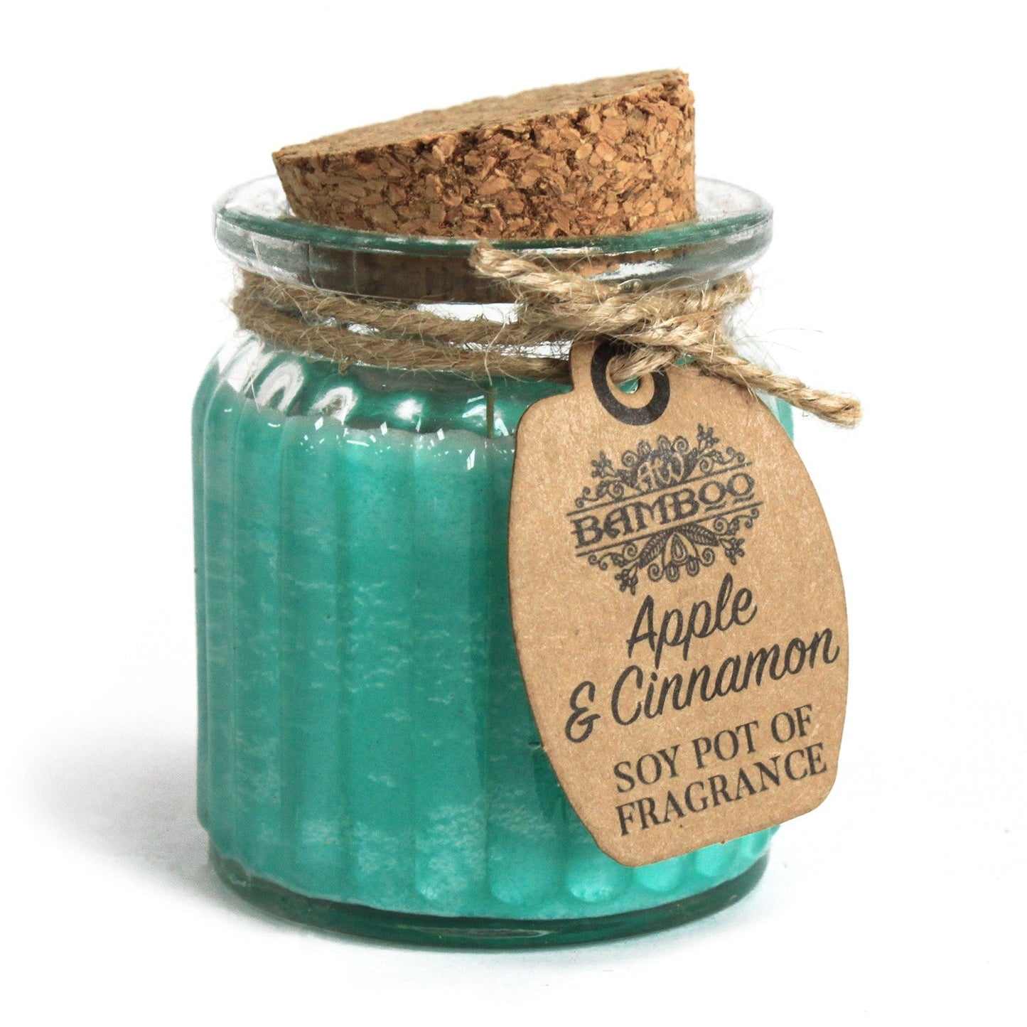 Eco- Friendly Fragranced Soy Candle in a Glass Pot - Apple and Cinnamon product packaging on clean background from Quintessential Holistic Health Ltd